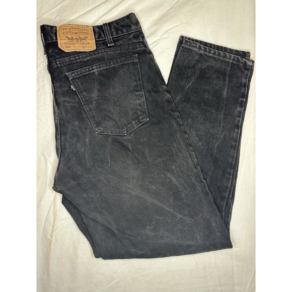 VINTAGE Levi's 550 Jeans Mens 36x32 Black Relaxed Fit Denim Straight Made in USA - Picture 1 of 8